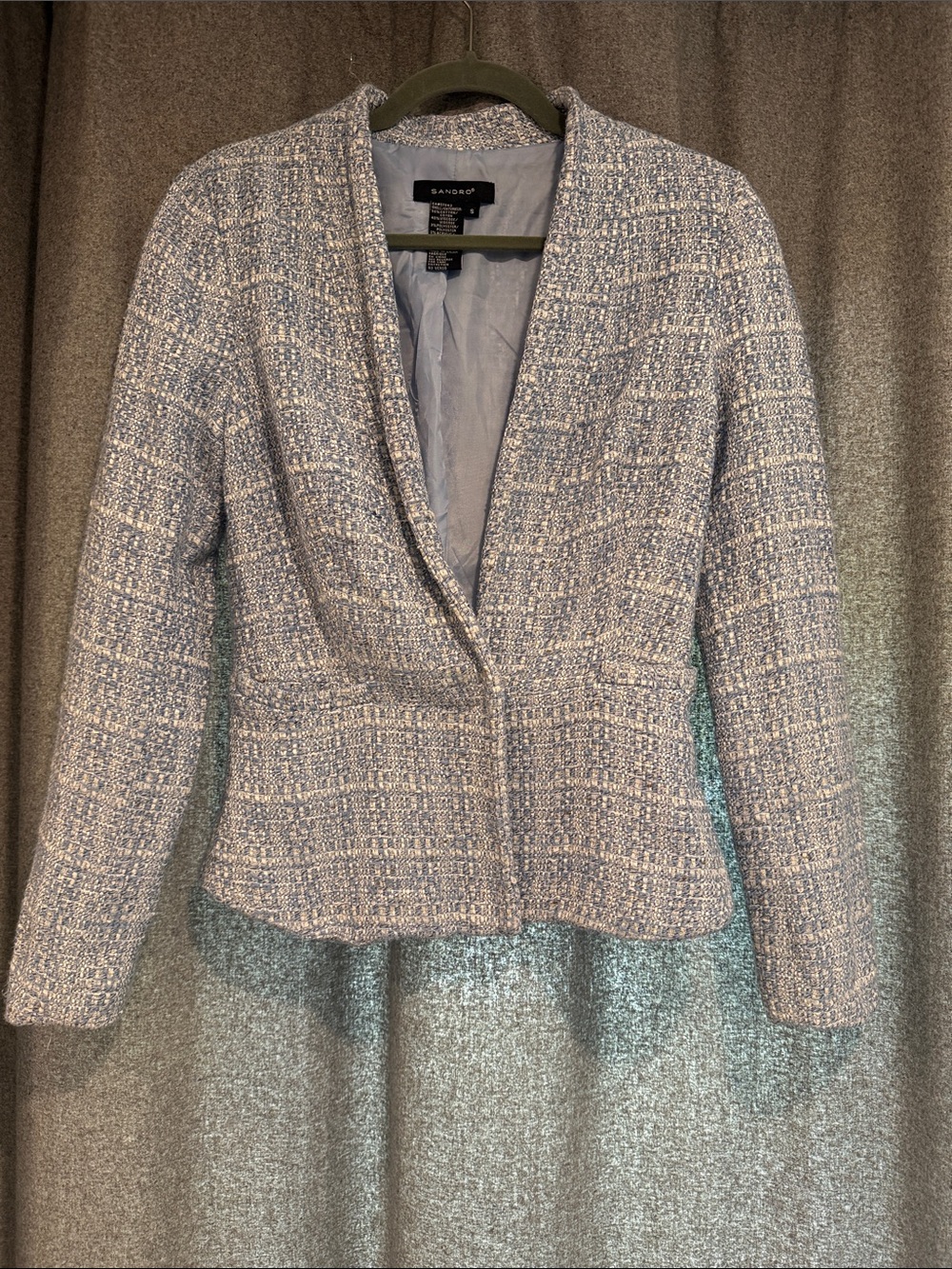 Sandro Light Blue Tweed Bouclé Blazer
